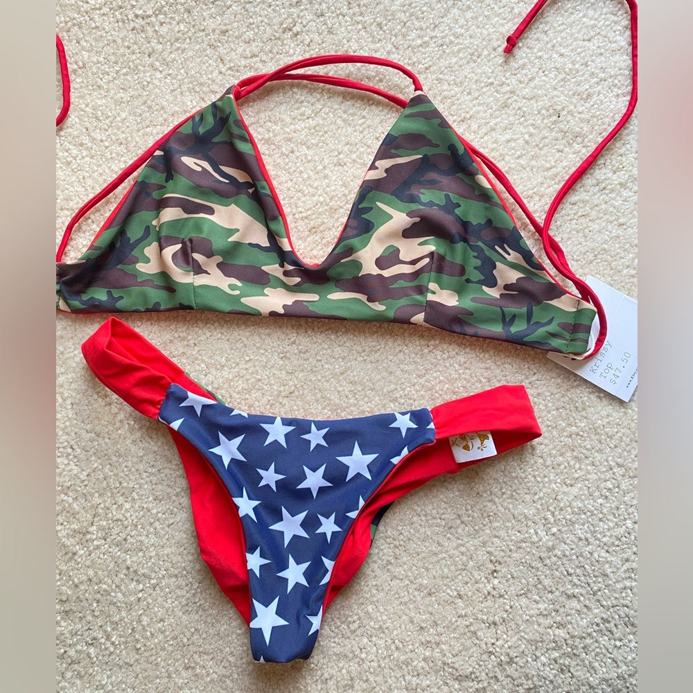 New Two-piece bikini America Army red/white/blue